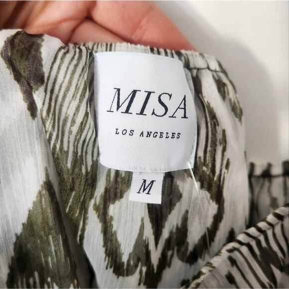 NWT Misa Los Angeles Andromeda Green white Halter Tiered Maxi Dress medium - Picture 10 of 12